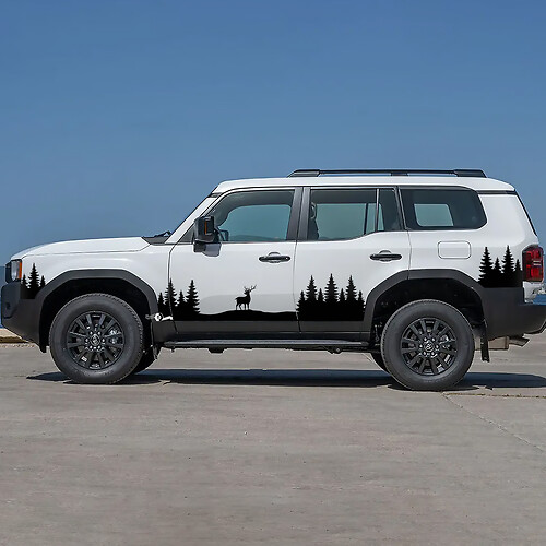 Toyota Land Cruiser Escena de la naturaleza Ciervos Alces Puertas Acento Rayas Calcomanías Vinilo Pegatinas Gráfico
