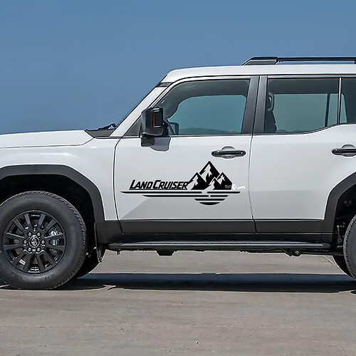 Toyota Land Cruiser Escena de la naturaleza Montañas Puertas Calcomanías Vinilo Pegatinas Gráfico
