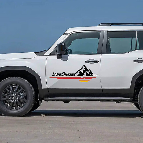 Calcomanías de vinilo gráfico de puertas con logotipo de montañas 2 para Toyota Land Cruiser
