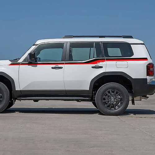 Rayas de acento para puertas laterales de Toyota Land Cruiser Calcomanías de vinilo Pegatinas gráficas 2 colores
