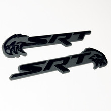 Insignia SRT Trackhawk 3D Emblema de insignias de guardabarros negro vs gris 2
 4
