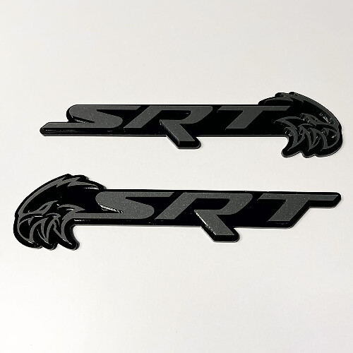 Insignia SRT Trackhawk 3D Emblema de insignias de guardabarros negro vs gris 3
