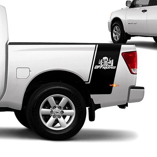 Nissan Titan Bedside Off Road Skull Stripes Vinilo Pegatinas Calcomanías Gráficos
