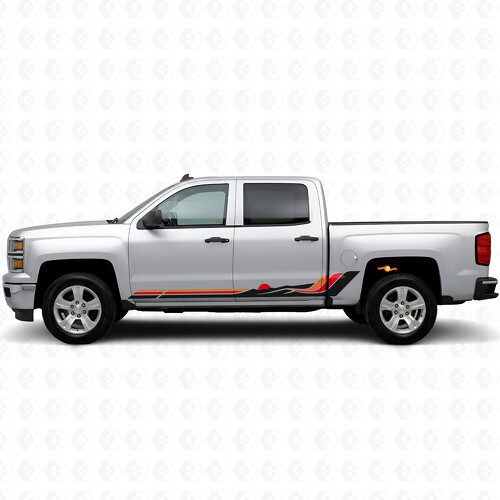 Tiras de vinilo retro onda montaña para puertas y paneles inferiores para Chevrolet Silverado 1500 K2XX 2014-2019_1