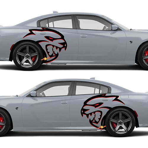 Enormes pegatinas laterales Hellcat Red Eye de dos colores para Dodge Challenger Redeye o Charger Widebody
