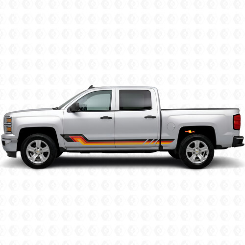 Vinilos Retro de Rayas Paralelas para Puertas y Paneles Laterales para Chevrolet Silverado 1500 K2XX 2014-2019
