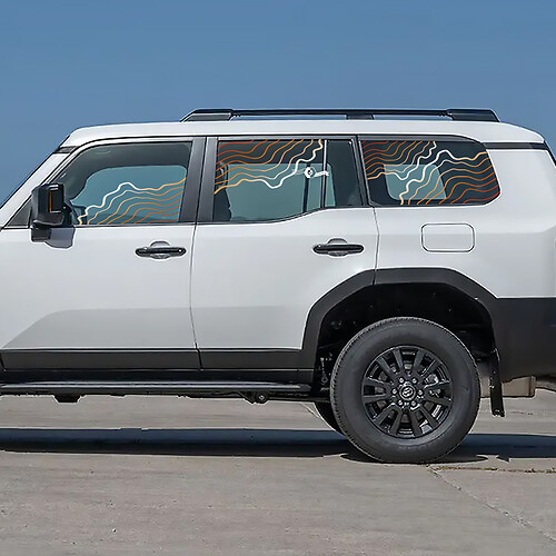 Calcomanías laterales de ventana topográficas de Toyota Land Cruiser, gráficos de pegatinas de vinilo
