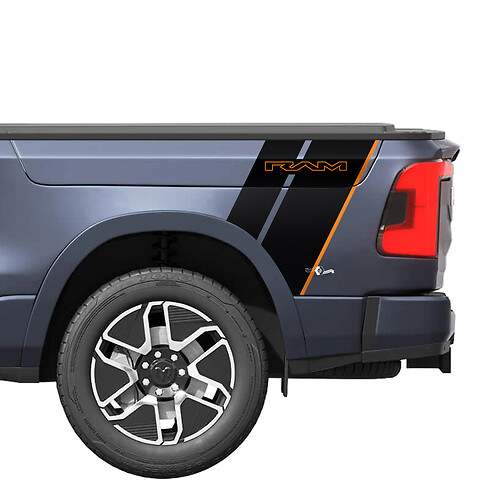 Rocker de rayas laterales traseras para Dodge RAM 1500 REV, pegatinas de vinilo, gráficos
 1