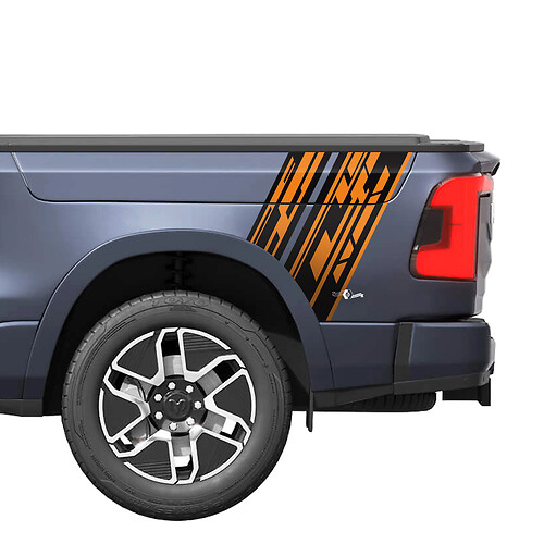 Rocker de rayas laterales traseras para Dodge RAM 1500 REV, pegatinas de vinilo, gráficos 2
