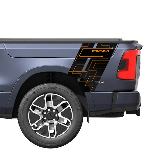 Rocker de rayas laterales traseras para Dodge RAM 1500 REV, pegatinas de vinilo, gráficos 3
