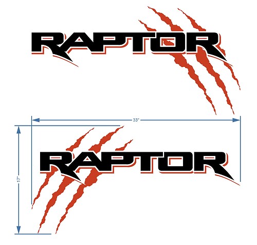 Ford F150 Raptor Claw 2 colores calcomanía gráfica junto a la cama
