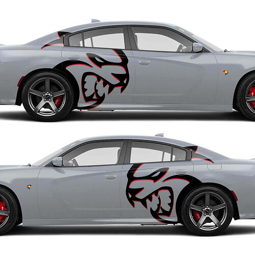 Enormes pegatinas laterales Hellcat de dos colores para Dodge Challenger o Charger
