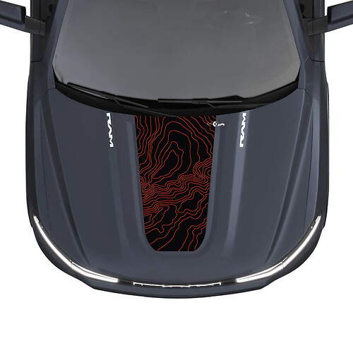 Mapa topográfico de rayas de capó para Dodge RAM 1500 REV, calcomanías de vinilo, gráficos
