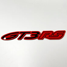 Insignia GT3 RS 3D: emblema personalizado de las insignias de la parrilla delantera del portón trasero del guardabarros para Porsche GT3 RS
 3