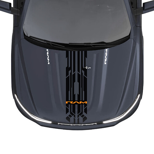 Hood Central Modern Stripes para Dodge RAM 1500 REV Vinilo Calcomanías Pegatinas Gráficos
