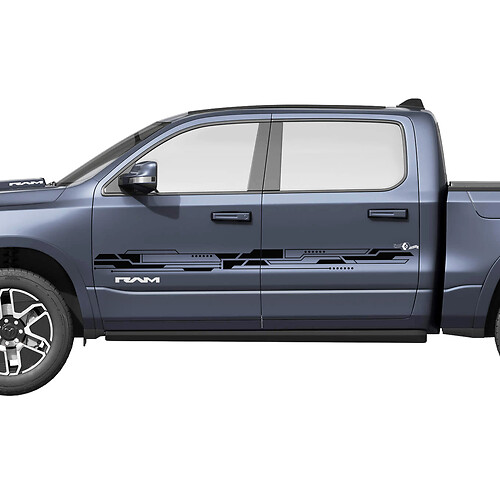 Puertas laterales Rayas Vinilo Calcomanías Pegatinas Gráficos Dodge RAM 1500 REV
