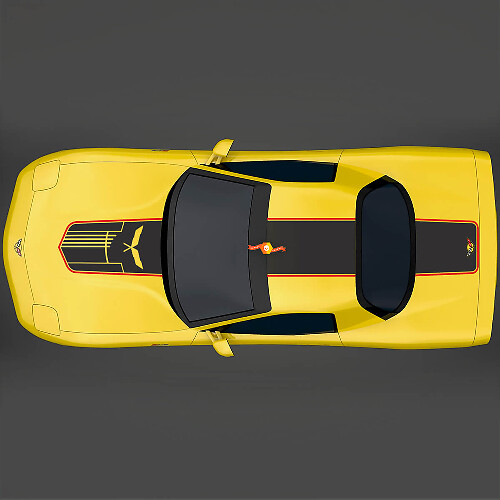 Juego de calcomanías de vinilo con rayas en capó, techo y maletero estilo Jake Skull para Chevy Corvette C5