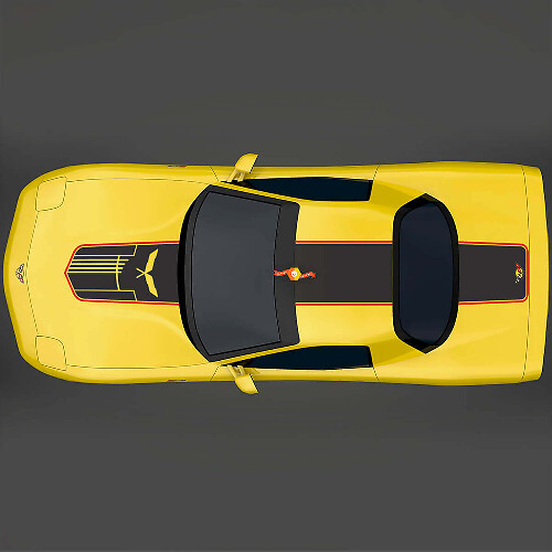Juego de calcomanías de vinilo con rayas en capó, techo y maletero estilo Jake Skull para Chevy Corvette C5