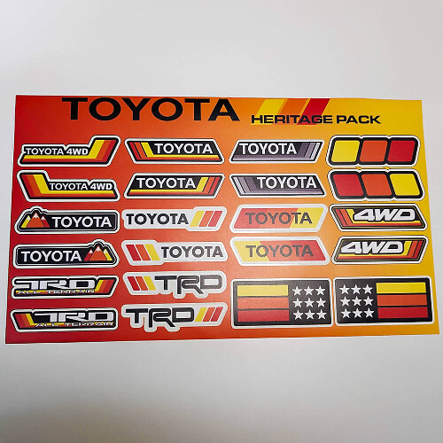 Juego de Pegatinas Retro de Herencia Toyota 4WD Estilo TRD Adhesivos de Vinilo