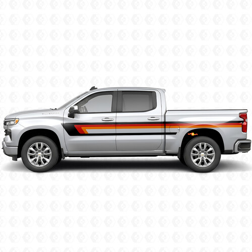 Tiras de vinilo retro en la línea superior de la puerta y el lateral de la caja para Chevrolet Silverado 1500 T1XX 2019-2026_1