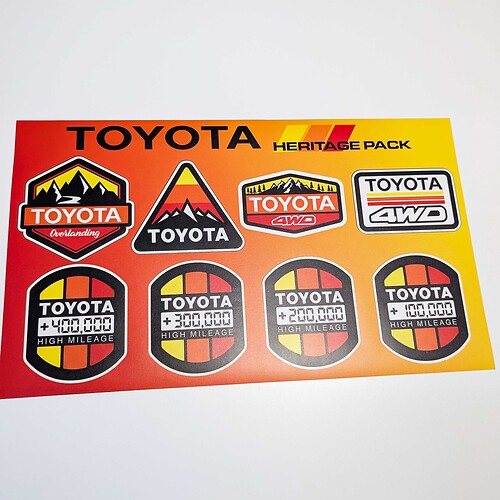 Toyota High Mileage Heritage Retro Vintage Estilo antiguo Paquete de pegatinas Calcomanías Gráficos
