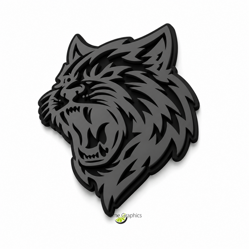 WildCat Style Black Dark Grey Custom Cat Head 3D — Emblema (guardabarros, portón trasero)_1