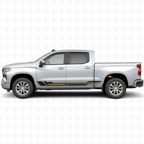 Bandas de vinilo paralelas para puertas y paneles de faldones para Chevrolet Silverado 1500 T1XX 2019-2026_1
