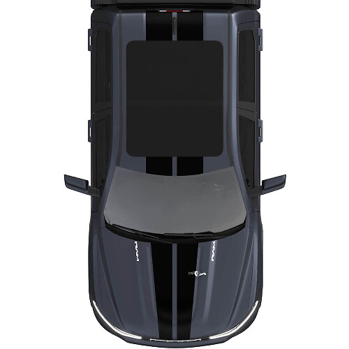 Calcomanías de vinilo con rayas centrales dobles para capó y techo para Dodge RAM 1500 REV
