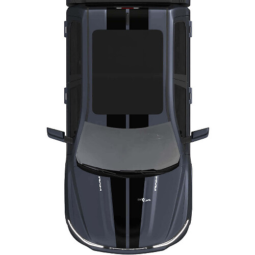 Calcomanías de vinilo con rayas centrales dobles para capó y techo para Dodge RAM 1500 REV
