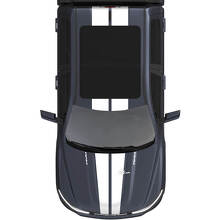 Calcomanías de vinilo con rayas centrales dobles para capó y techo para Dodge RAM 1500 REV
 2