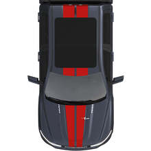 Calcomanías de vinilo con rayas centrales dobles para capó y techo para Dodge RAM 1500 REV
 3