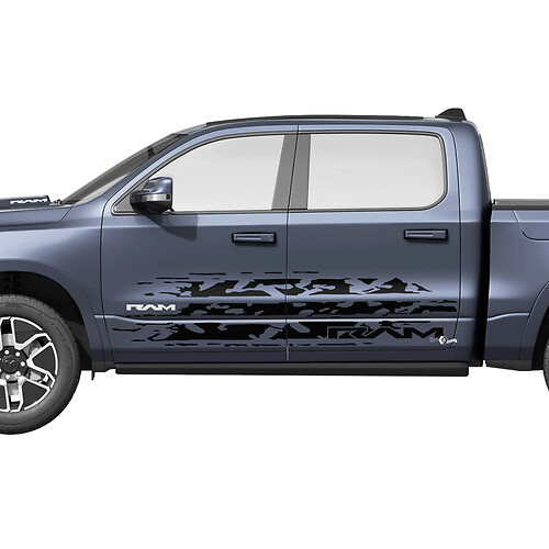 Splash desgastado puertas laterales camión vinilo calcomanías pegatinas gráficos para Dodge RAM 1500 REV
