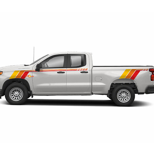 Kit de calcomanías de vinilo con rayas vintage para capó lateral y compuerta trasera para Chevrolet Silverado