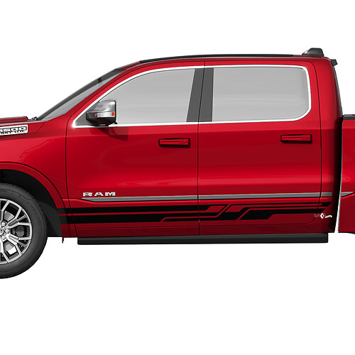 Panel basculante lateral rayas vinilo calcomanías pegatinas gráficos para Dodge RAM 1500 TUNGSTENO 2

