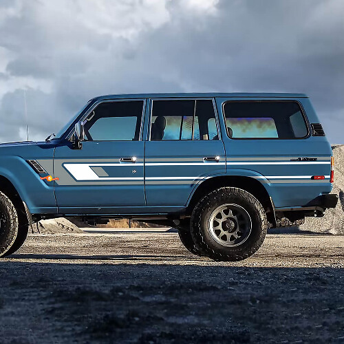 Puertas laterales de rayas retro calcomanías de vinilo para 1988 Toyota Land Cruiser
