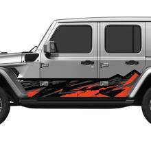 Pegatina de vinilo para las puertas laterales de Jeep Wrangler con diseño de salpicaduras en las Montañas Camo
 2