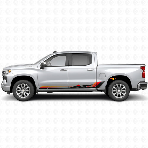 Tiras de vinilo Retro Mountain Wave para puertas y paneles de faldón para Chevrolet Silverado 1500 T1XX 2019-2026_1