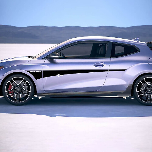 2x Panel Rocker Striegas de panel de la puerta Pegatinas Vinyl Pegatinas Ajuste a Hyundai Veloster
