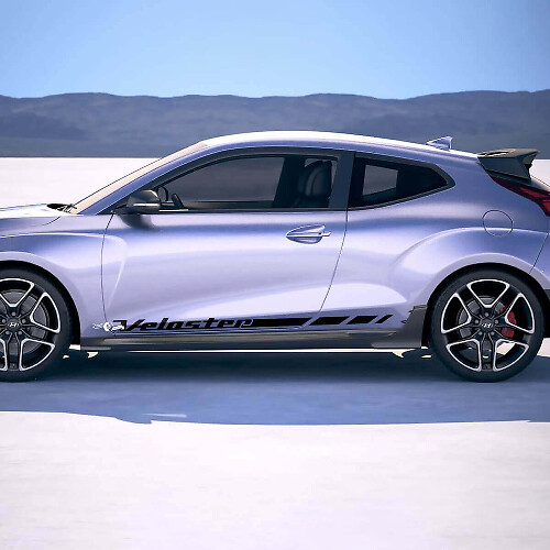 2x Pegatinas de vinilo de rayas laterales de carreras para puerta, aptas para Hyundai Veloster 1