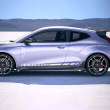 2x Pegatinas de vinilo de rayas laterales de carreras para puerta, aptas para Hyundai Veloster 2