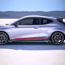 2x Pegatinas de vinilo de rayas laterales de carreras para puerta, aptas para Hyundai Veloster 3