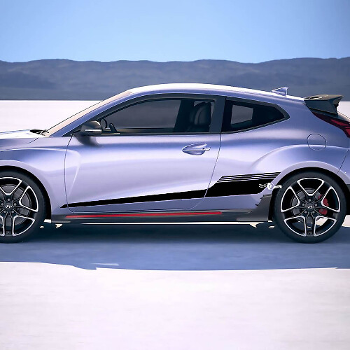 2x lateral de puerta estroboscópica racas calcomanías de vinilo de vinilo apto para hyundai veloster
