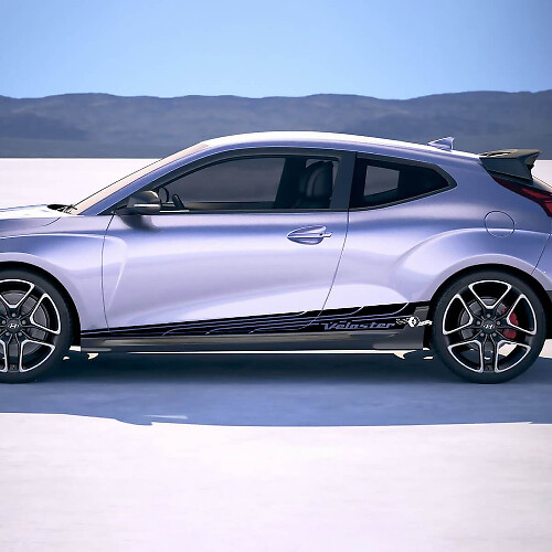 Alas laterales de 2x a la puerta rayas de carreras Pegatinas de vinilo Corte de calcomanía para Hyundai Veloster
