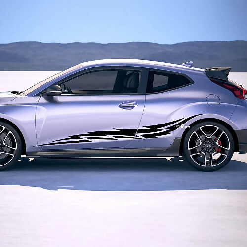 Alas laterales de 2x a la puerta rayas de carreras Pegatinas de vinilo Corte de calcomanía para Hyundai Veloster
