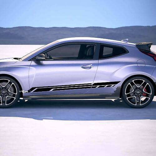 2x Pegatinas adhesivas de vinilo con franjas de carrera para puerta, aptas para Hyundai Veloster 1