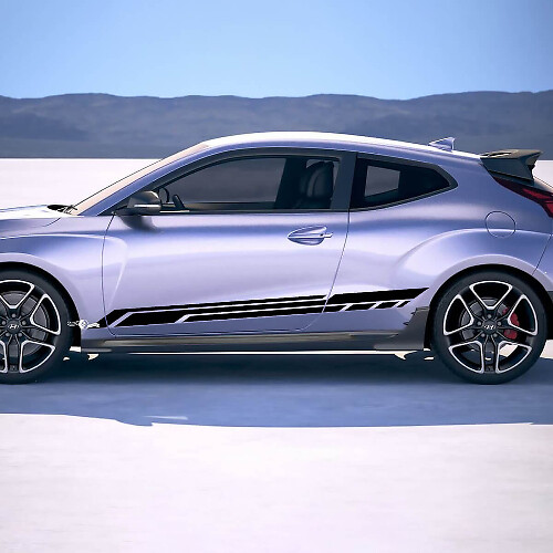 2X Puerta Striegas de carreras Pegatinas de vinilo Corte de calcomanía para Hyundai Veloster 3
