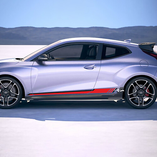 Pegatizas de vinilo de rayas de carreras laterales ajustado a Hyundai Veloster
