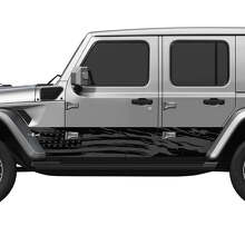 Pegatina de vinilo con diseño de bandera estadounidense desgastada para puertas laterales Jeep Wrangler 3