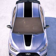 Caperina y techo Central Racing Stripes Pegatinas de vinilo Decal a Hyundai Veloster
 2