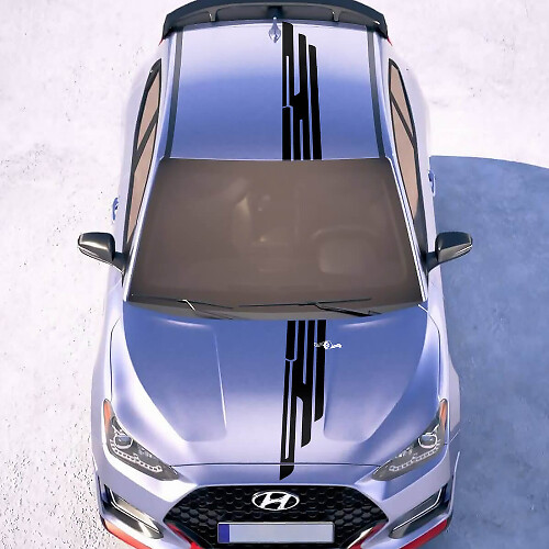 Capó y techo Central Ala Racing Rayas Vinilo Pegatinas Calcomanía ajuste para Hyundai Veloster 2
 1